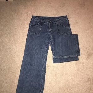 London Jeans wide leg size 4, EUC dark wash